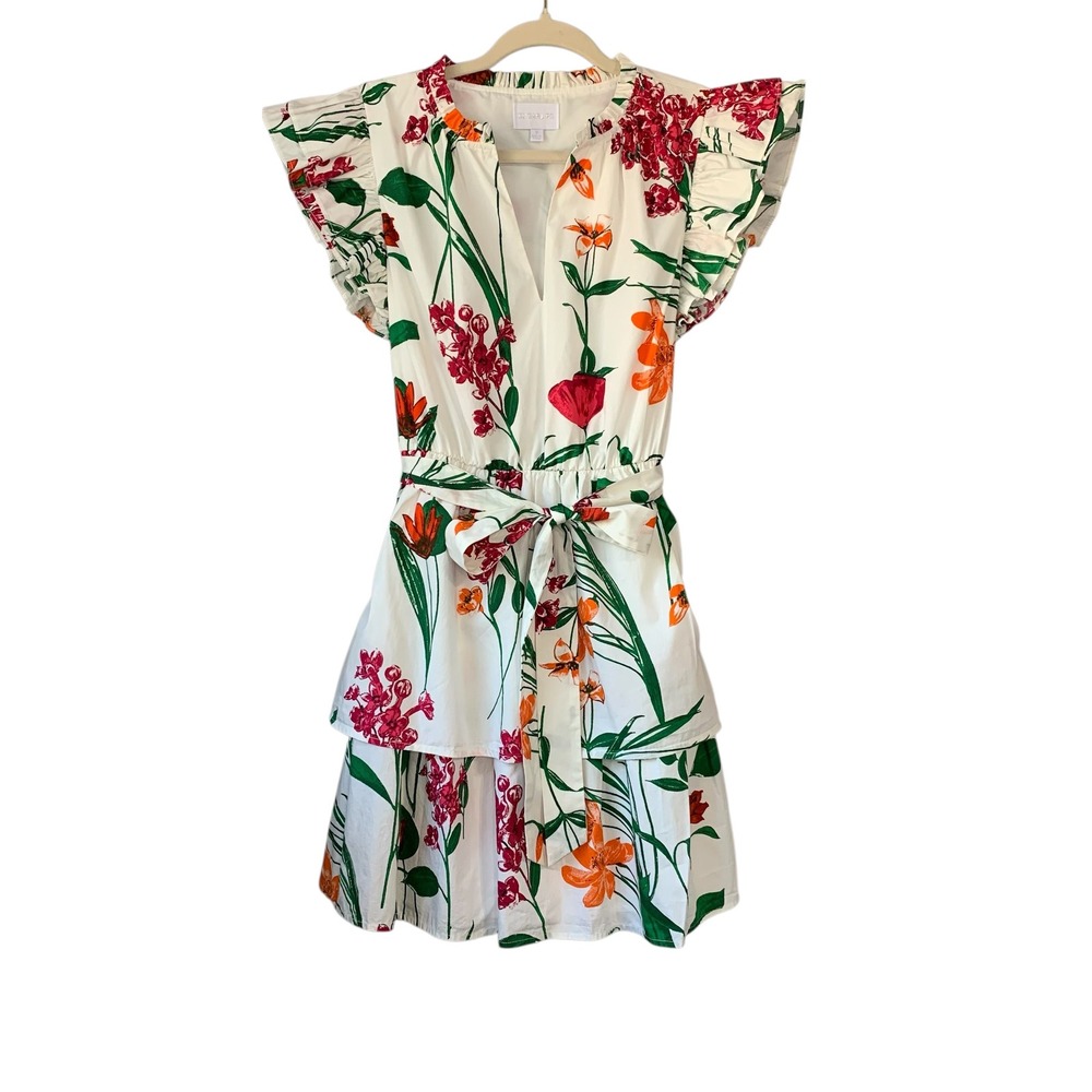Sugarlips Anne Floral Ruffle Mini Dress tiered Coquette Cotton Size M